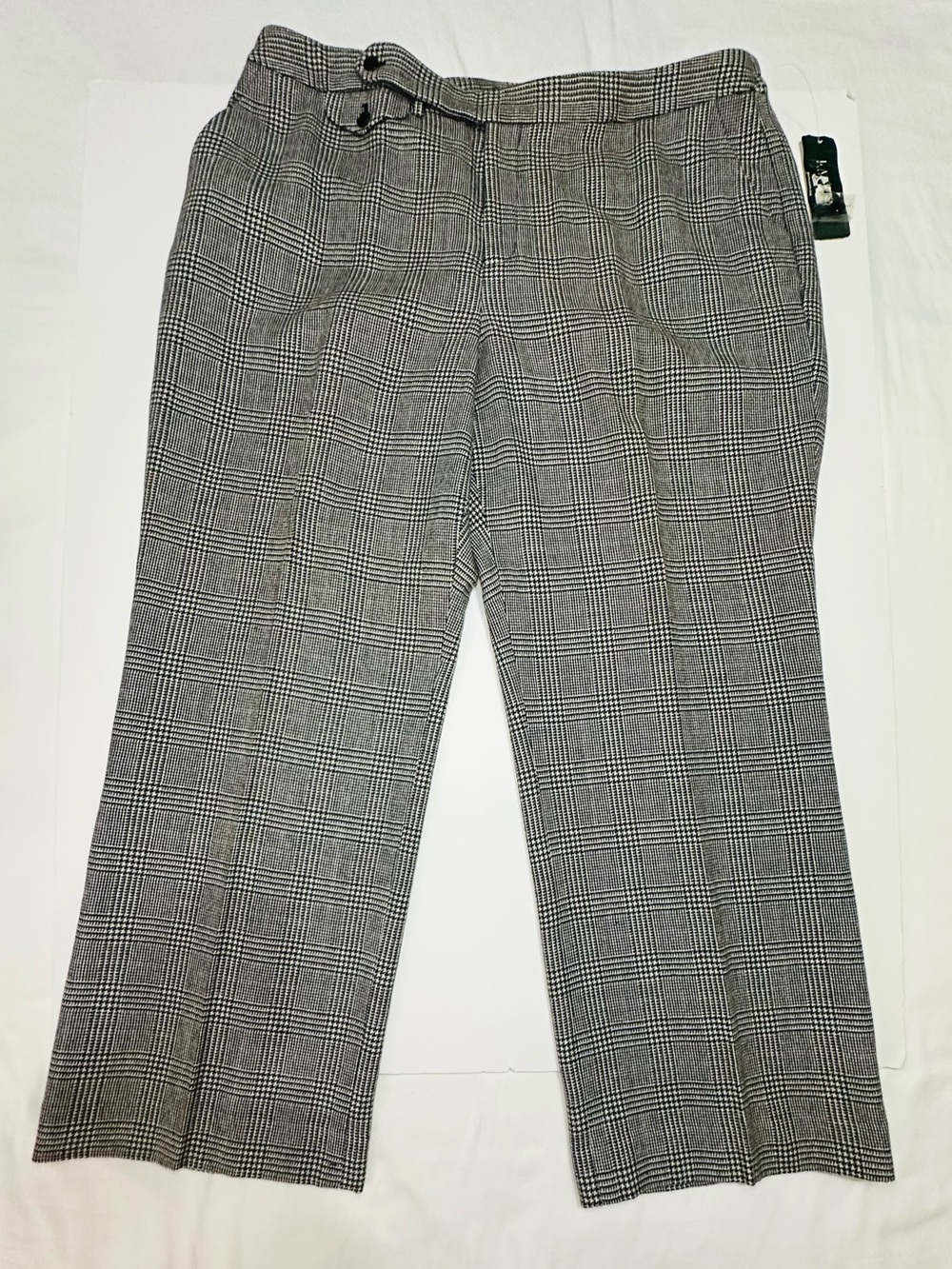 Lauren Ralph Lauren Black Ivory Glen Plaid Wide Leg Trousers 22W Lavender Accent - Picture 2 of 13